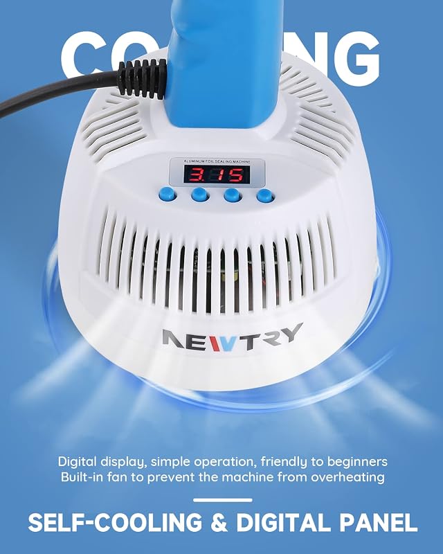 NEWTRY Elektromágneses Indukciós Fóliahegesztő Gép, 20-100mm Állítható Alumínium Fólia Lezáró, 800W Fehér Hegesztőgép