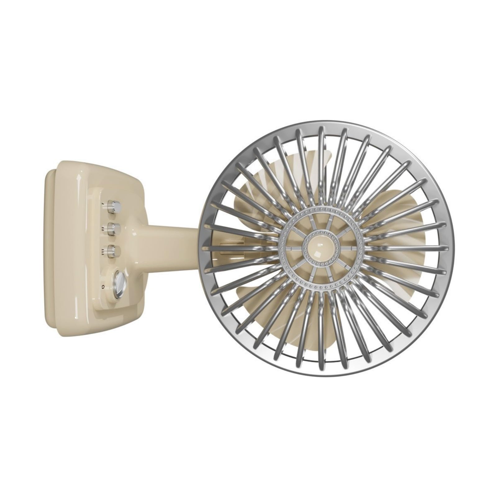Ventilateur de bureau métal rétro miniature à batterie USB avec trois intensités réglables