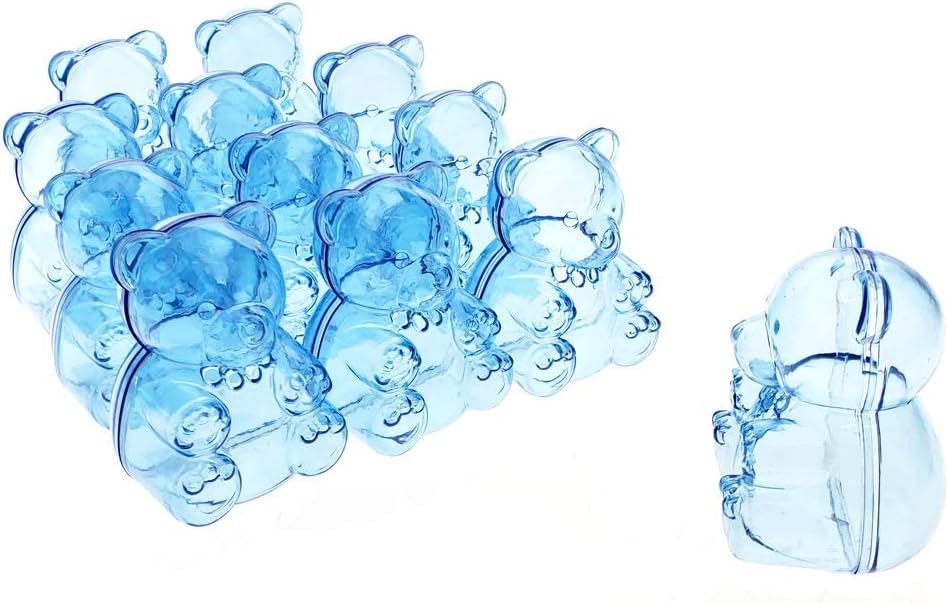 Homeford Baby Shower Plastic Teddy Bear Favor Box, 2-1/2-Inch, 12-Count (Blue)