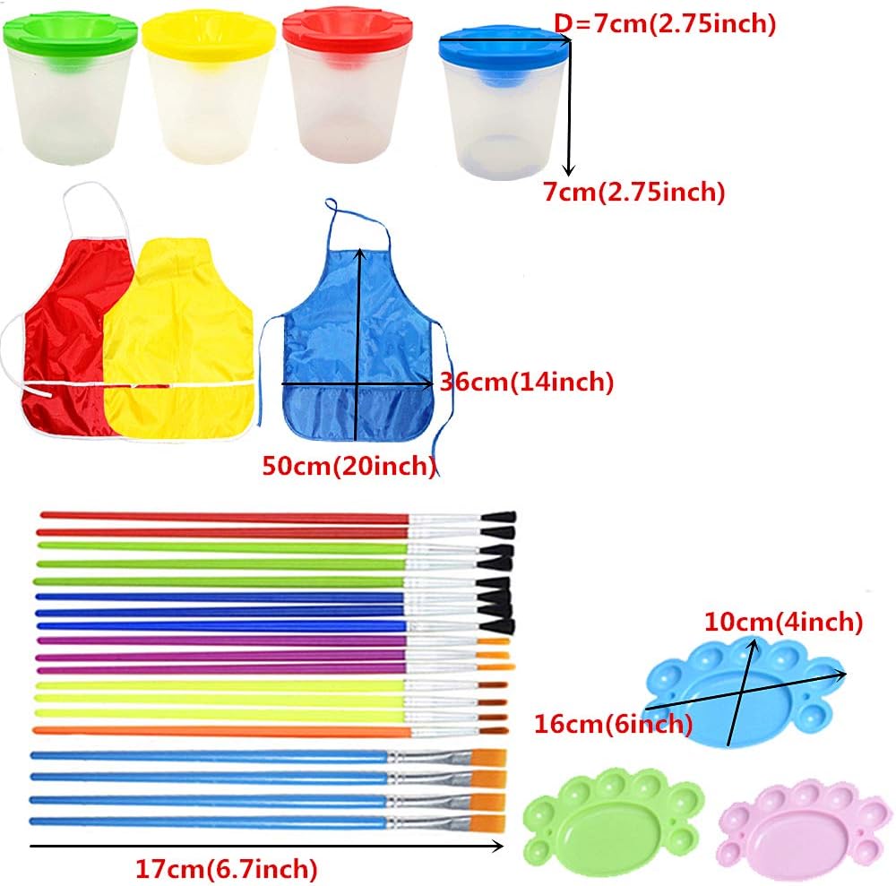 Fycooler Kids Painting Brush Kit,100PCS Sponge Drawing Brushes Sets,Early Learning Kids Paint Set Assorted Painting Drawing Tools Waterproof Apron/Paint Tray Palettes for Kids Toddlers DIY Graffiti : Toys & Games