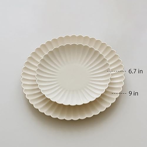 Miniatura 2 de WENSHUO Daisy - Juego de 6 platos llanos, redondos de 6.7 pulgadas, crema mate