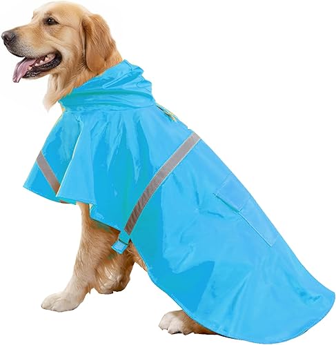 Miniatura 10 de HAPEE - Impermeable para perros grandes con capucha reflectante, chaqueta impermeable para perros