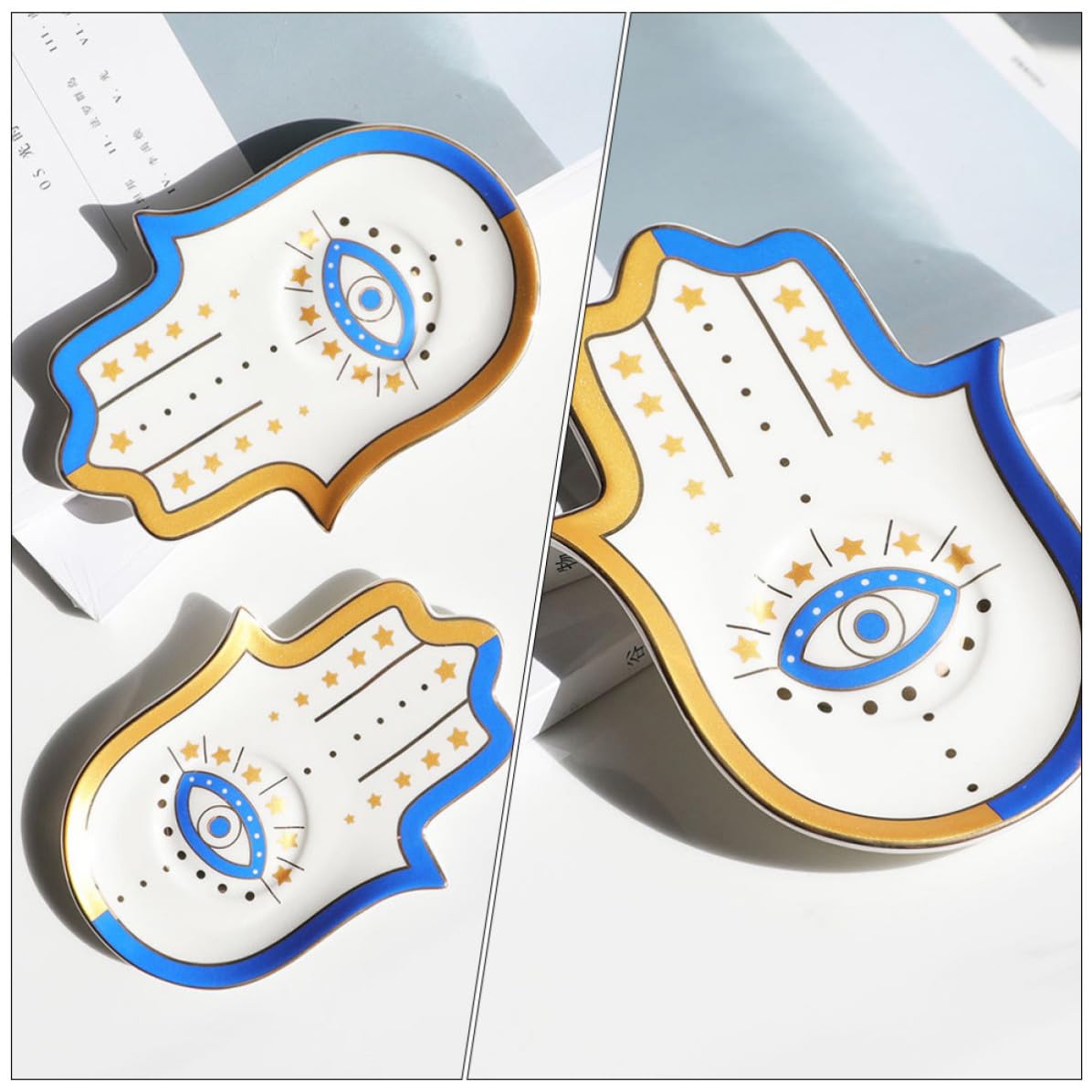 SOLUSTRE 5 Stück Keramik Schmuckschale mit Dekorativem Design Elegante Ringschale und Schmuckhalter für Zuhause oder Geschäft zur Stilvollen Aufbewahrung von Ringen und Halsketten