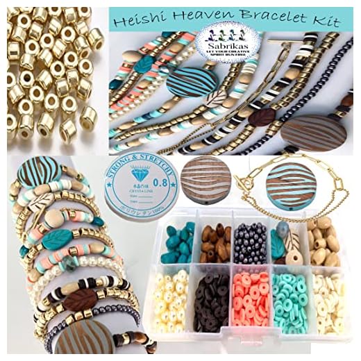 Sabrikas Let Your Creative Spirit Run Free Juego de 12 pulseras para hacer joyas para niñas, adolescentes y adultos, manualidades, principiantes, juego de regalo Heishi de arcilla plana y cuentas de
