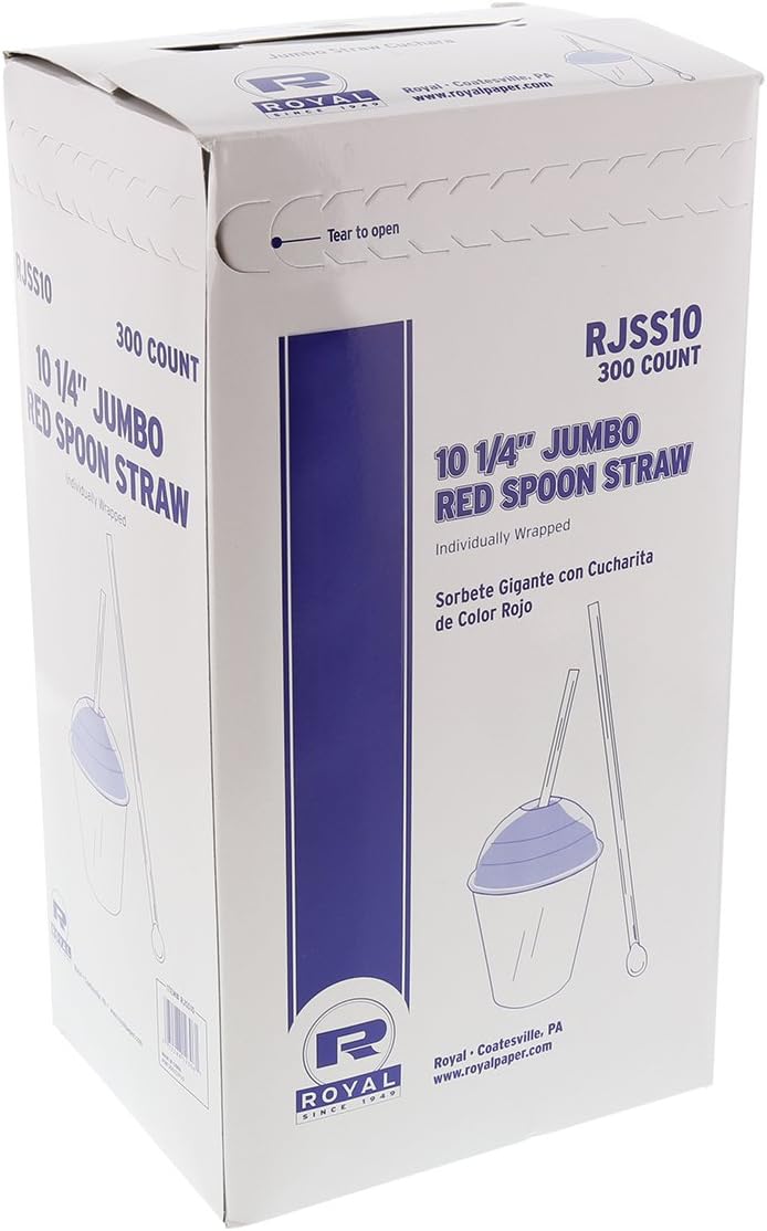 Amercareroyal RJSS10 Jumbo Spoon Straw, 10.25, Plastic, Red, 300/pack, 18 Packs/carton