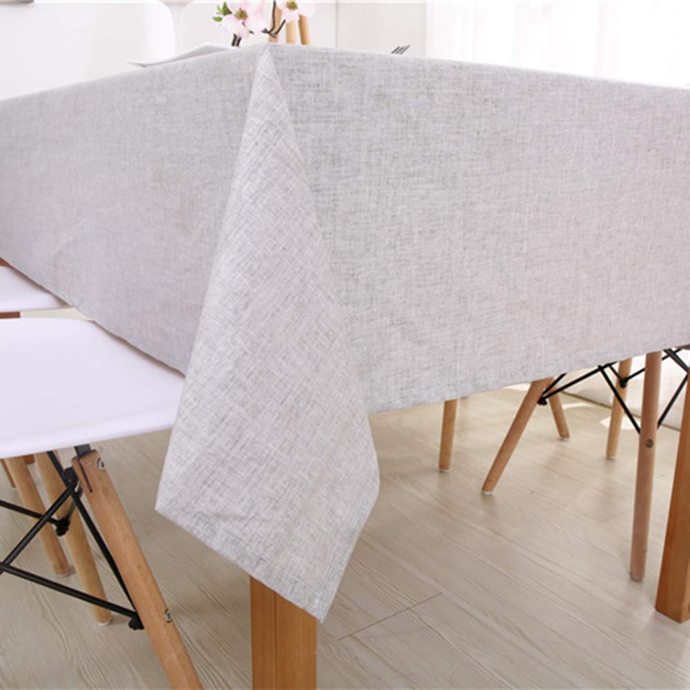 Amzali Tovaglia Rettangolare In Lino/Cotone 100% - Lavabile, Con Bordo A Nappa, Beige, 140x206 Cm (55x81 Pollici)