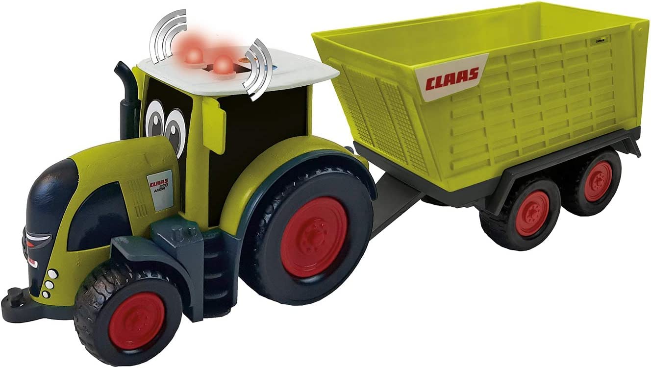 Happy People L&S 34541 Claas Kids Axion 870 Tractor and Trailer Cargos 750 with Light and Sound Green