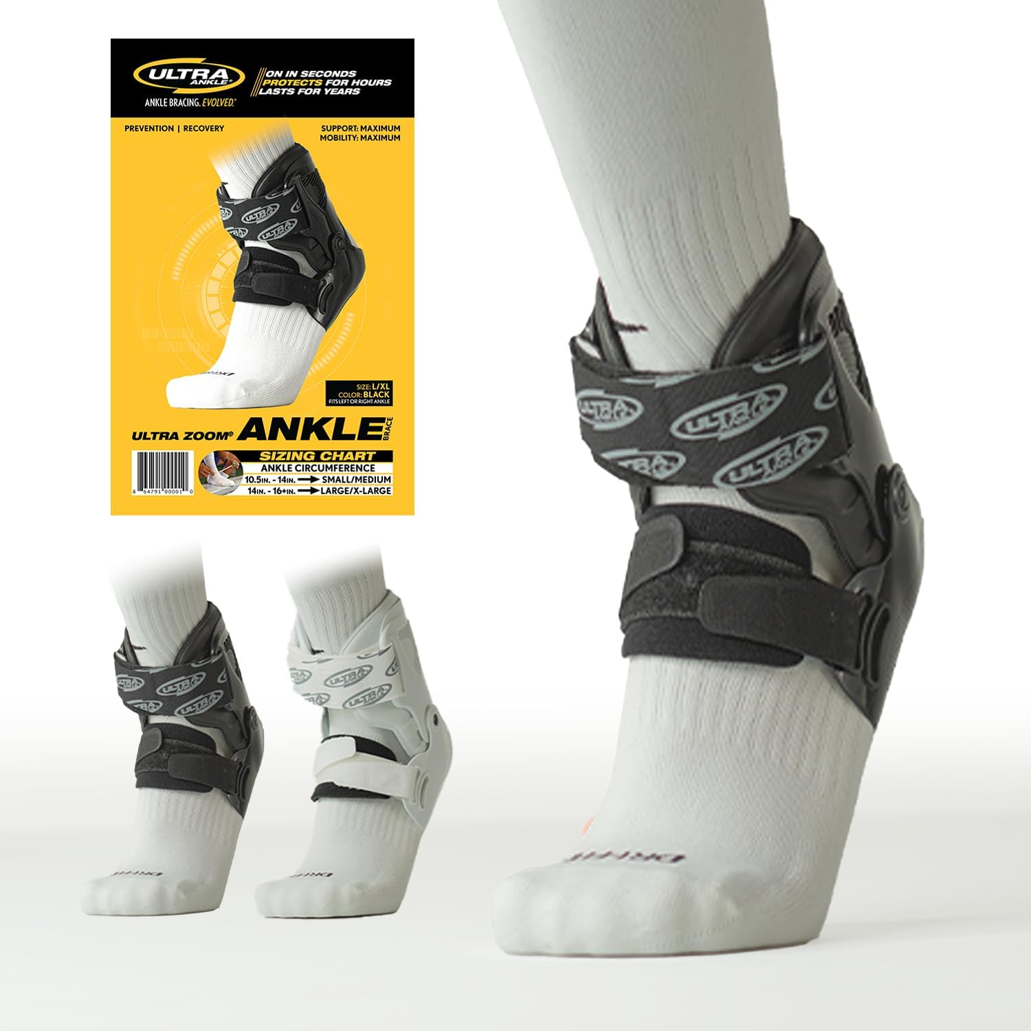 Ultra Zoom Ankle Brace helps prevent injury, ankle support and prevents sprains.Unrestricted protection and performance in basketball, volleyball, football, soccer and more Large/X-Large Black