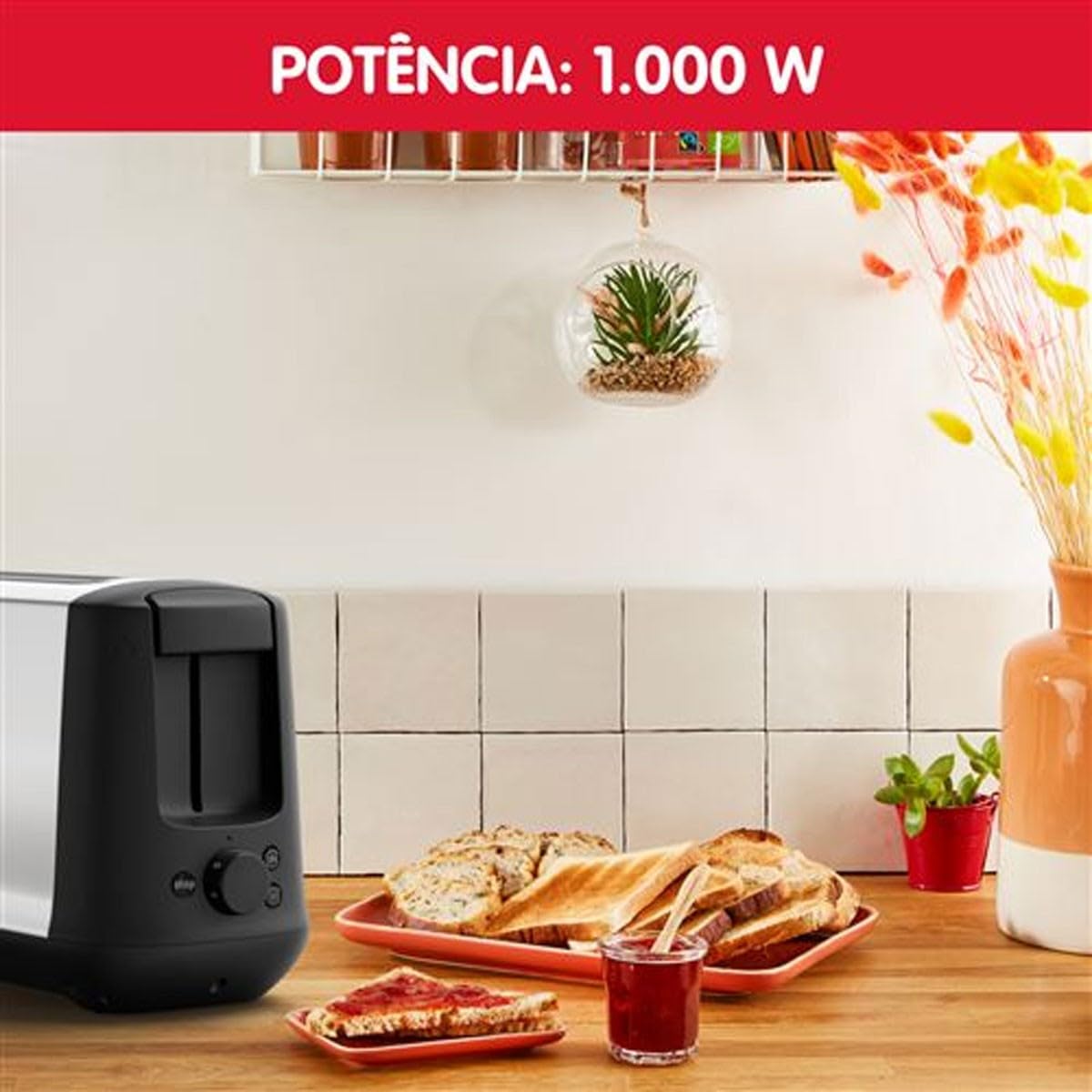 Moulinex LS340811 1kaw. 1000W Czarny, Stal nierdzewna - Toster (1 kaw, Czarny, Stal nierdzewna, Stal nierdzewna, obrotowy, 1000 W)