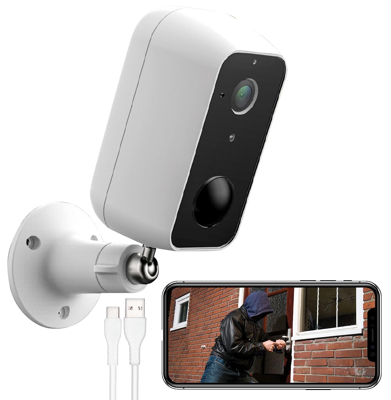 revolt Telecamera esterna con pannello solare, Wi-Fi, app, batteria, Full HD, IP65