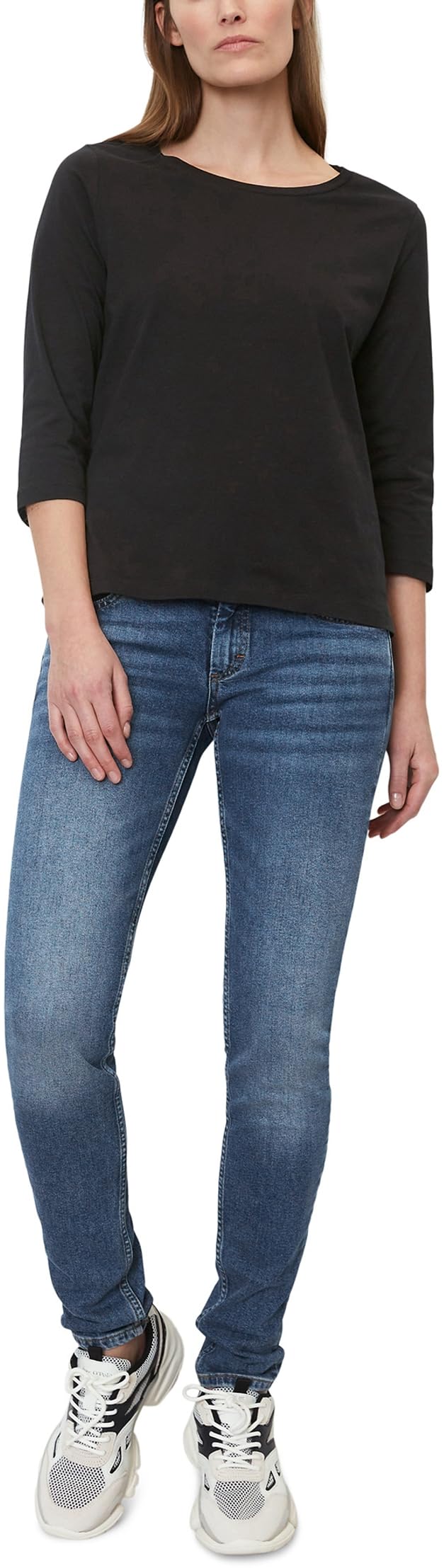 Marc OߴPolo Mujer Camiseta de Manga Larga de algodón orgánico con Mangas 3/4