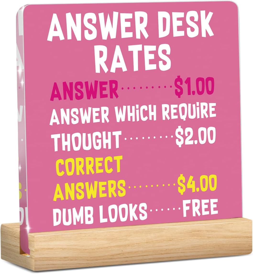 Answer Question Desk Rates Amazon.com: Funny Office Decor Sign Answer Desk Rates Sign for Coworker ...