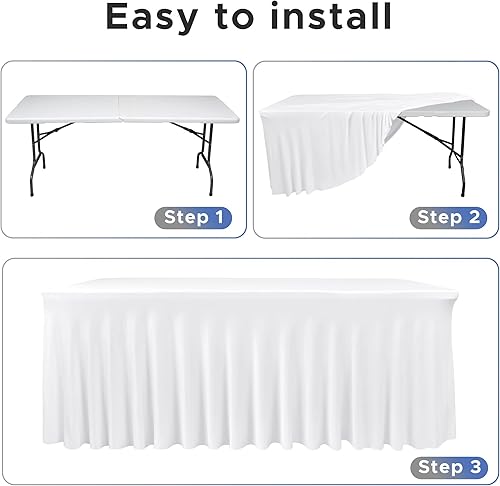 Miniatura 10 de Nasitos Juego de 4 manteles rectangulares de elastano elásticos para mesas de 5 pies, 60 x 30 pulgadas, manteles de tela para fiestas, ferias,