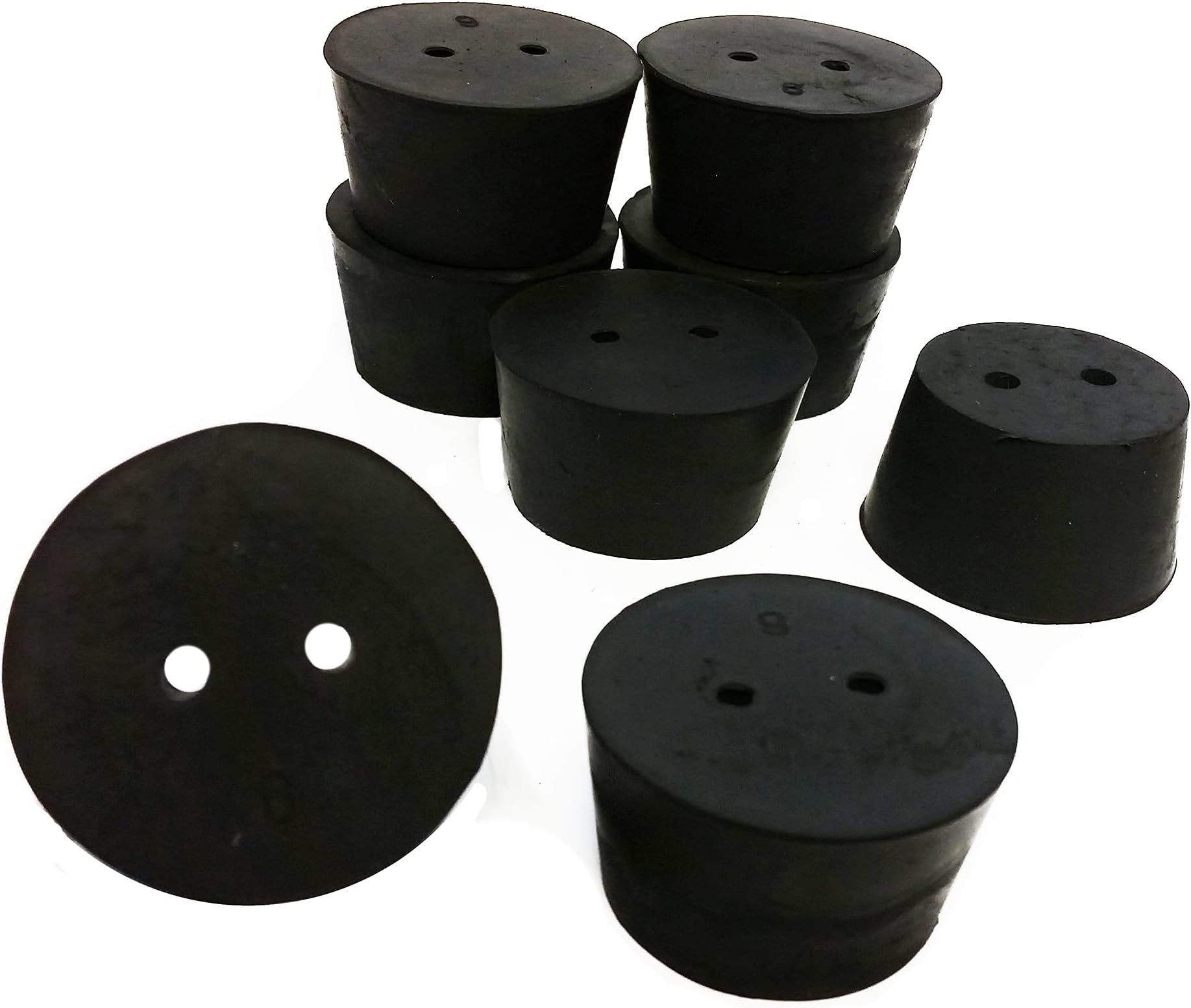 RS-9-2 Rubber Stoppers, Size 9, Drilled 2-Holes (1-Pound Pack),Black