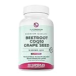 PurePremium Beet Root Capsules - 3-in-1 Blood Pressure Supplements with Beets, CoQ10 & Grapeseed - Beetroot Capsules Nitric Oxide Supplement for Normal Heart Health & Circulation Health - 60ct
