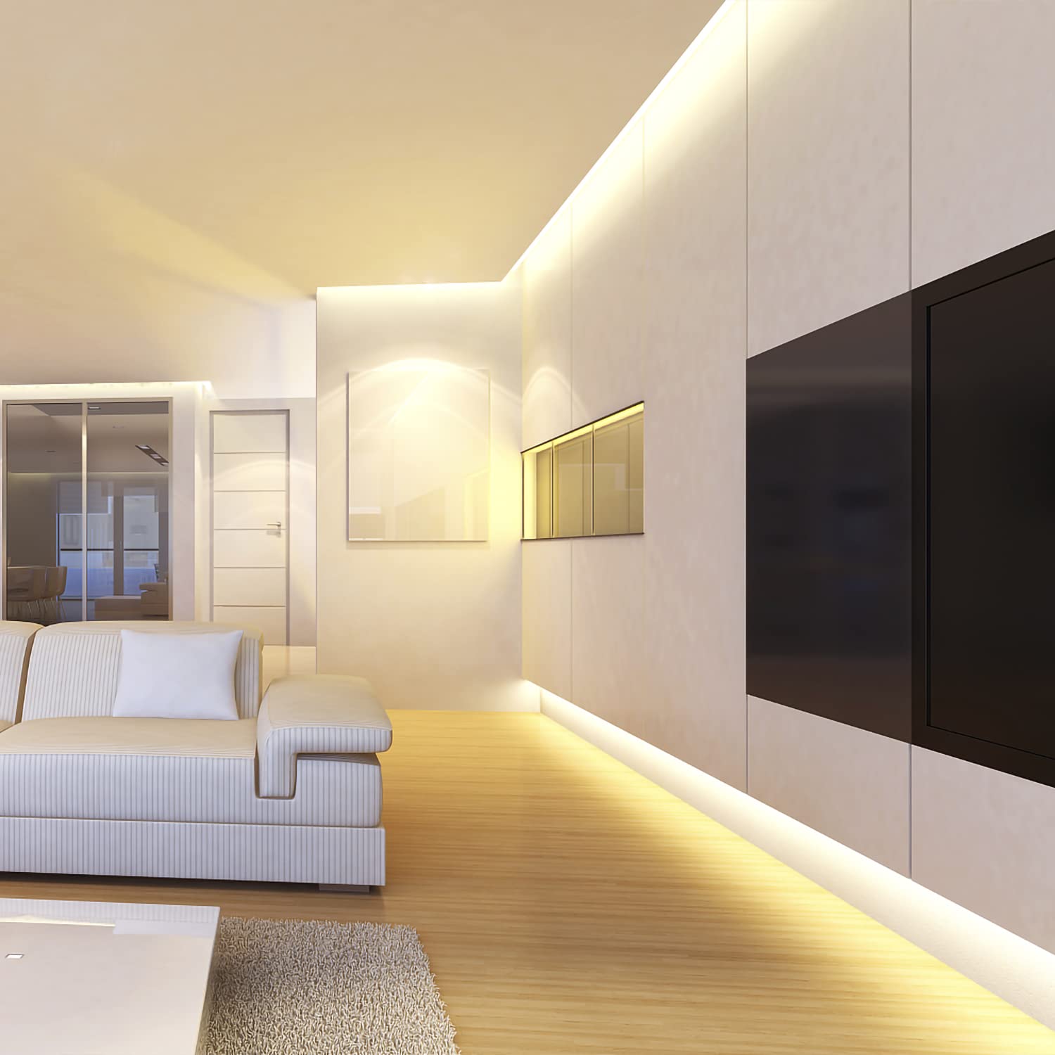 Profil aluminiowy LED, 40 x 1 m, 10 szt. kanałów LED w kształcie litery U, z białą mleczną osłoną, zaślepkami i materiałem montażowym, szyna do oświetlenia podszafkowego LED, listwa LED