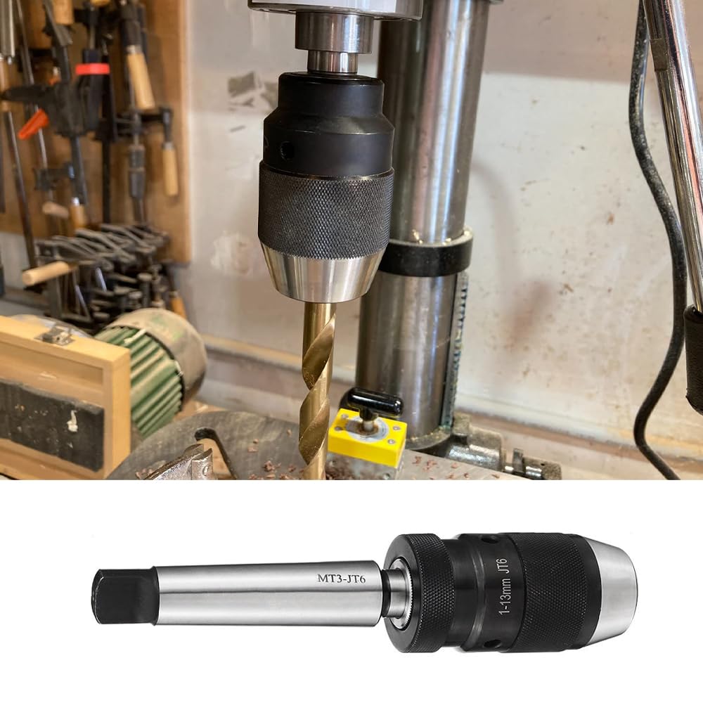 Keyless Drill Chuck MT3 Morse Taper Mount,Lathe Milling and Drilling Machine 3-Jaw for Portable Drills,Bench Drills,Milling Machines,Lathes,Etc.Adjustable 1/32"-1/2" (1mm-13mm)