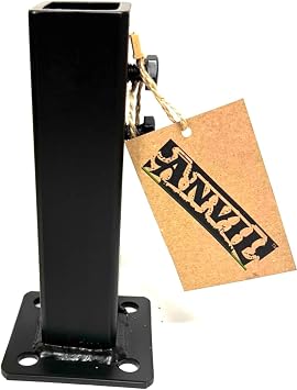 NO Welding 6 1/2" Outdoor Step Railing Posts Repair base boot for 1" Hollow or Solid Handrail Post mount, Slip-Fit design for loose broken Rusty Iron rail posts decks-stairs-Black paint w/anchor bolts