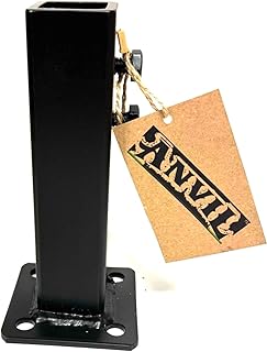 Anvils 8" No Welding Repair Rusty Iron Stair Post Base Mounts - Railings Outdoor Step Rails Existing 1" Square Tube Or Solid Posts Slip-Fit Inside w-Concrete Bolts- Black Paint
