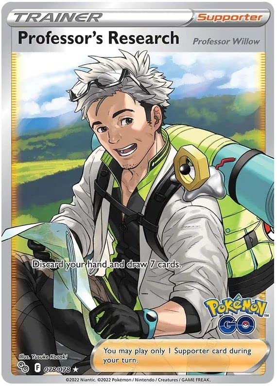 Professor's Research [Professor Willow] 078/078 Rare Ultra Pokemon Card (Pokemon GO Special TCG Set) + TitanCards® Toploader