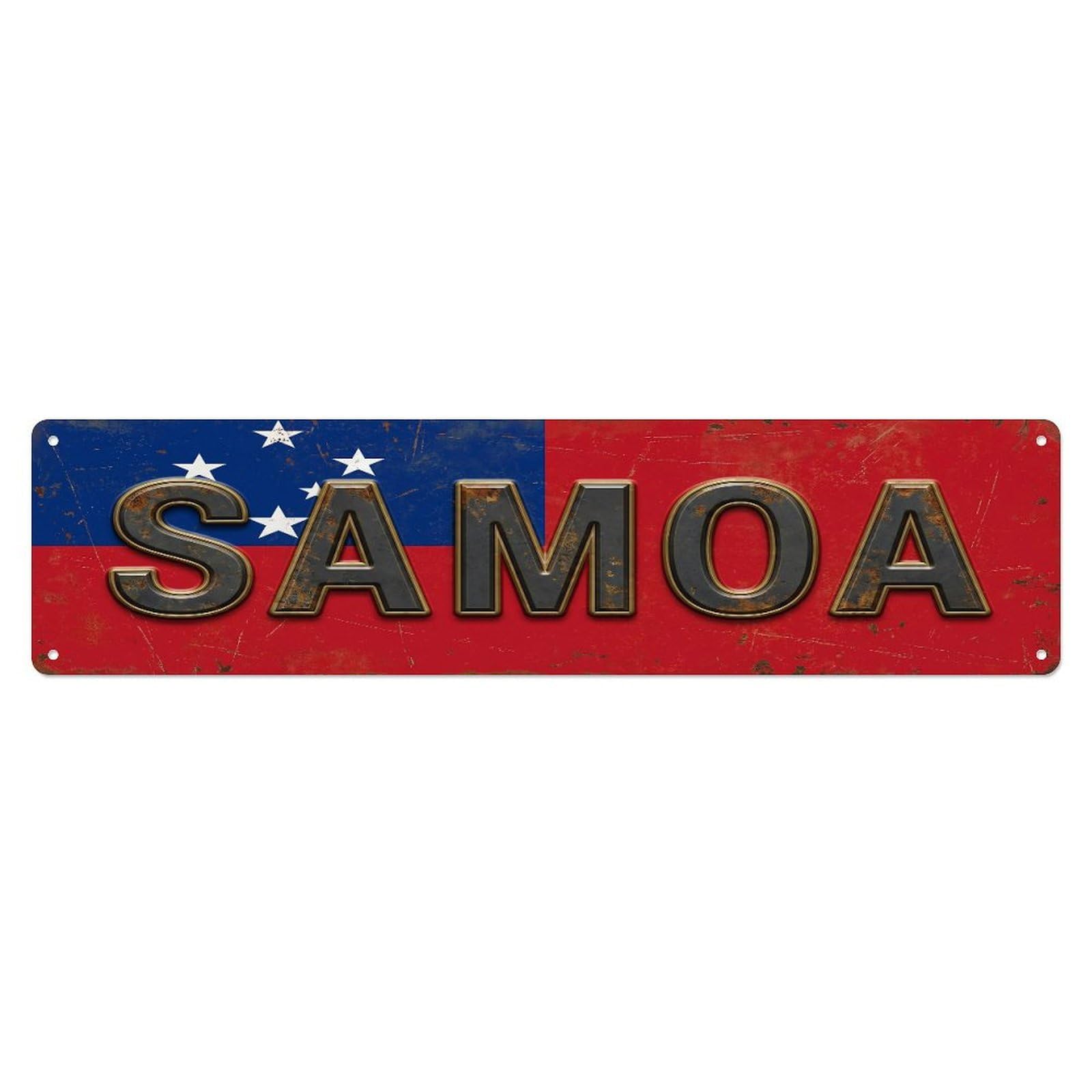 Fqcyn Style Metal Tin Sign Vintage Samoa Flag Pattern