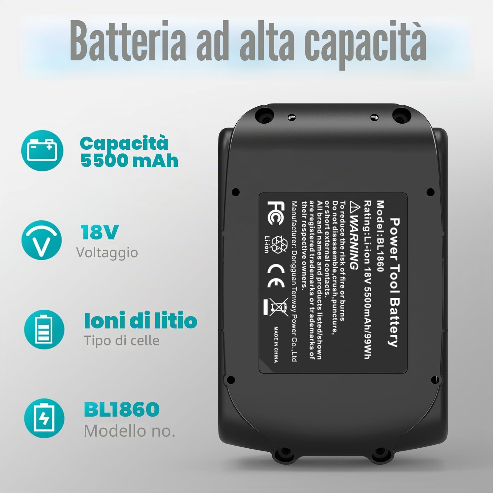 4 batterie da 5,5 Ah per Makita LXT, ASUNCELL 18 V DC18RC, compatibili con tutte le batterie agli ioni di litio Makita 14,4 V-18 V BL1830 BL1850 BL1430