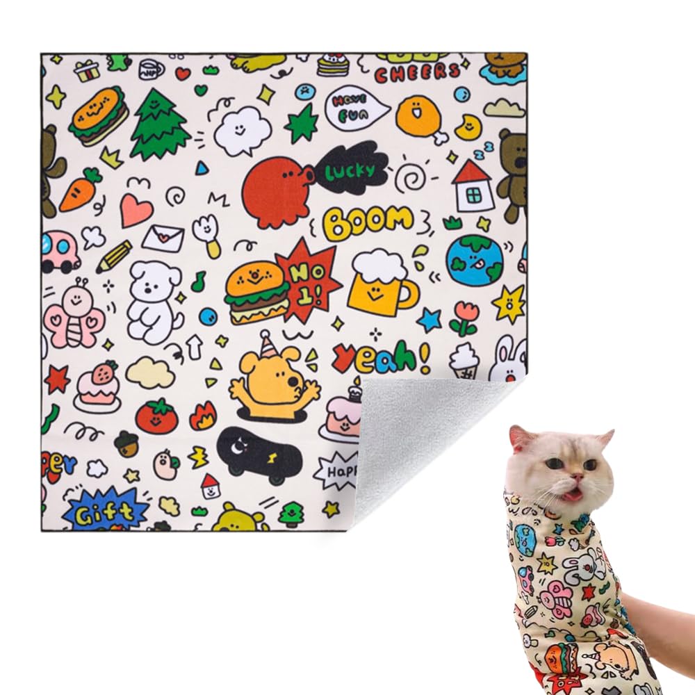 2025 New Cat Wrap for Grooming, Premium Cat Grooming Wrap Cat Restraint for Nail Clipping, Self-Adherent Soft Cat Blanket to Wrap Cat Anti-Scratch
