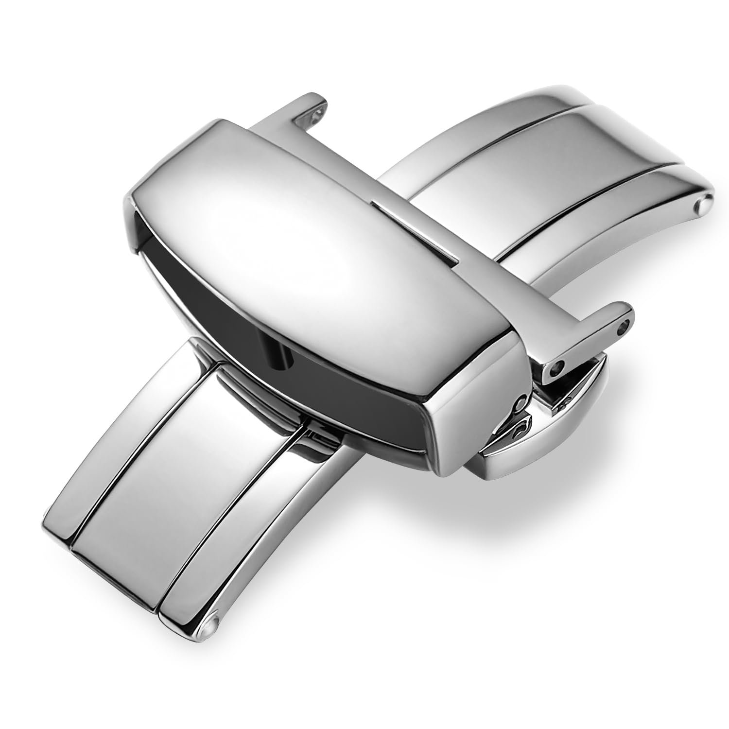 iStrap Edelstahl-Faltschliee mit Druckknopf-Silber Gold Rosgold Schwarz Uhrenverschluss-16mm 18mm 20mm 22mm