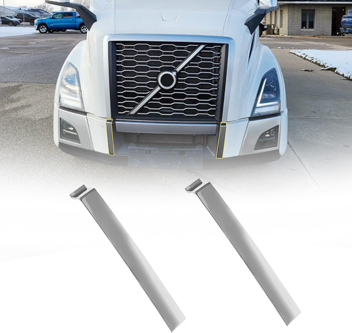 Bumper Side Trim Mound compatible with Volvo Vnl 2018 2019 2020 2021 2022 2023 Volvo VNL Middle Center side Bumper Chrome Trim Mold