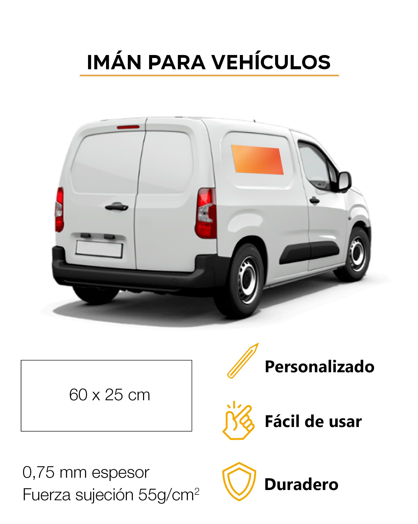 Rótulos magnéticos para coches, 60x25 cm, personalizado