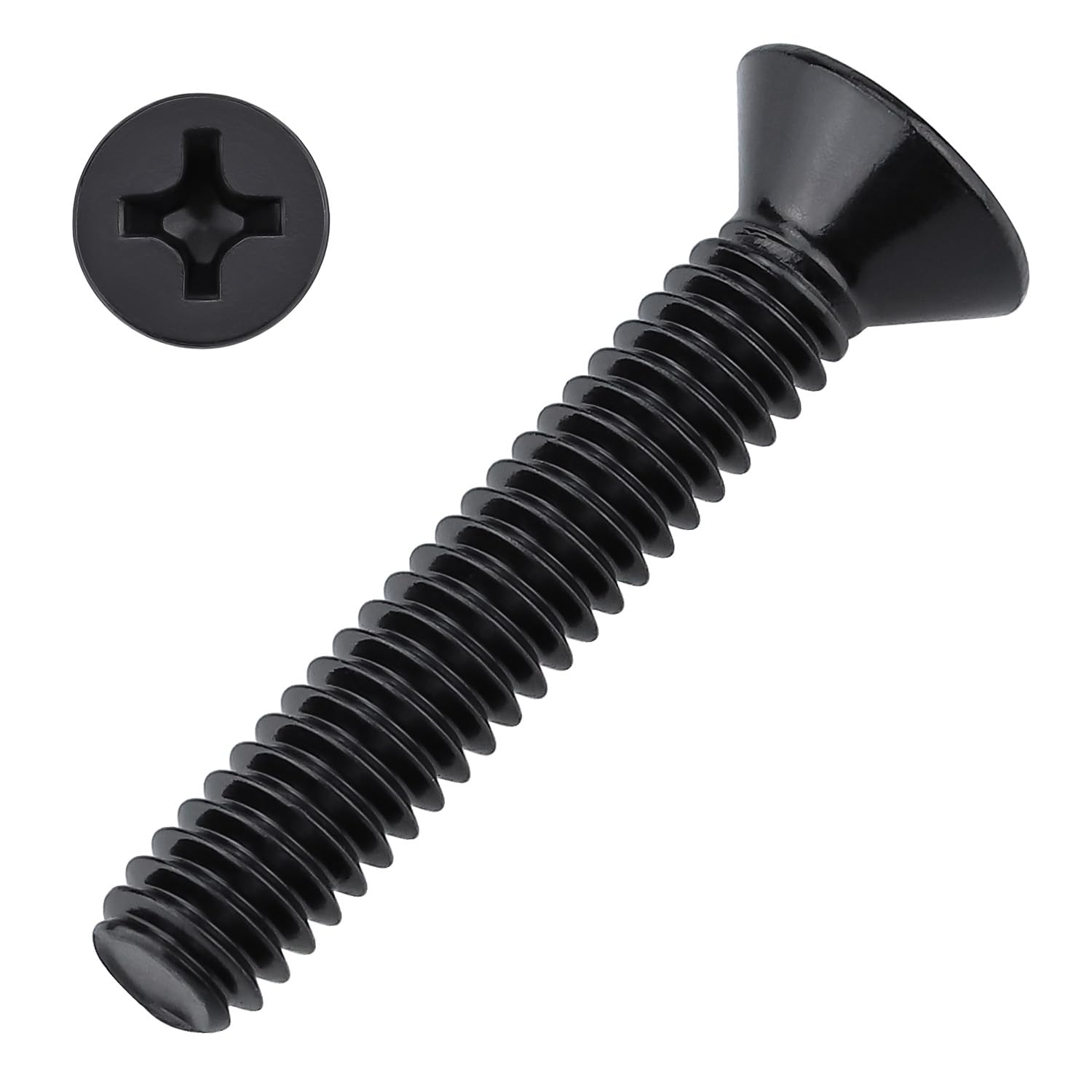 Photo 1 of #6-32 x 3/4" Machine Screws, Phillips Flat Head, 304 Stainless Steel 18-8, Black Coated, Countersunk Screws for Computer Case, Electronics, DIY, 100 PCS