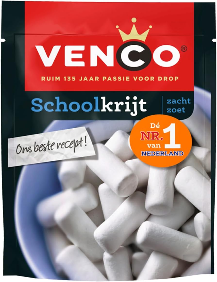 Venco Schoolkrijt Zacht Zoet I Soft and Sweet Licorice School Chalk I Dutch licorice I 225g 7.93 ounce