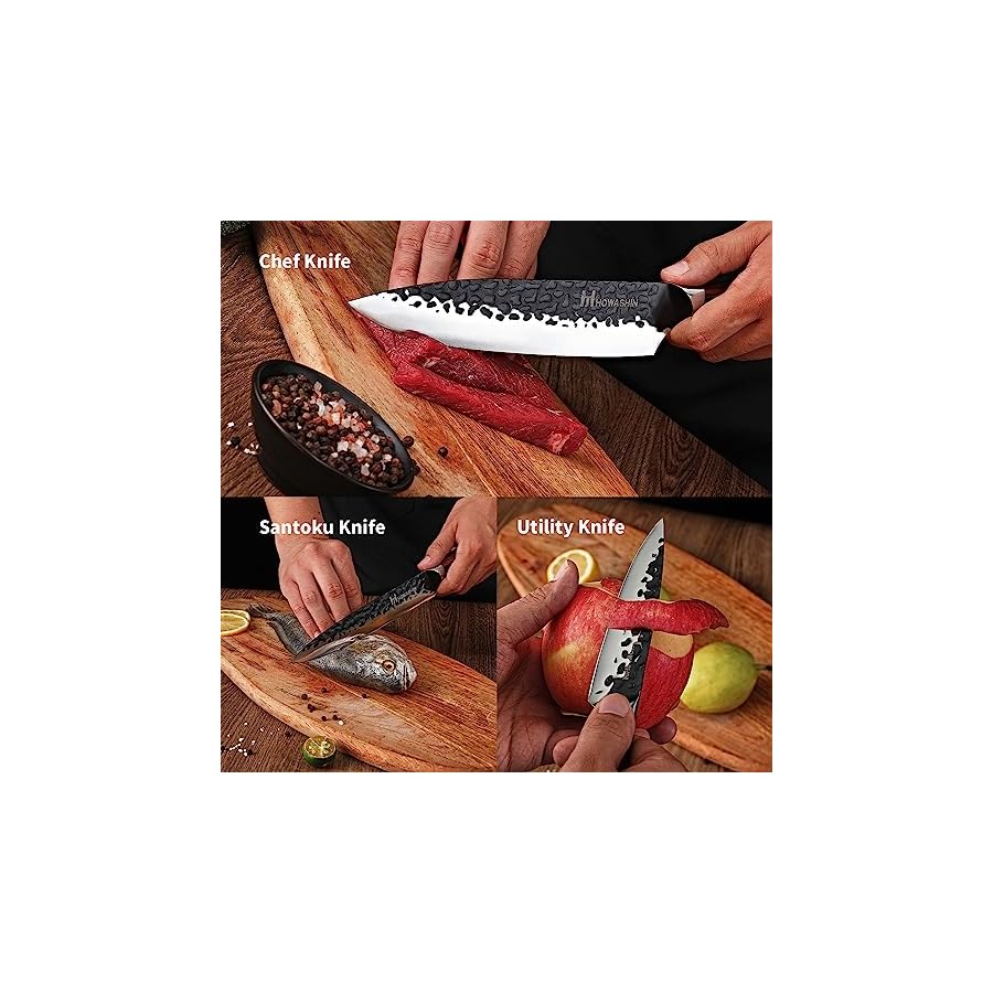Kitchen-Knife-Set-3-Piece-High-Carbon-Stainless-Steel-Chef-Knife-SetSuper-Sharp-Hammer-Knife-Rose-Wend-Handle-Full-Tang-With-Gife-Box Howashin Kitchen Knife Set, 3 Piece High Carbon Stainless Steel Che'f Knife Set,Super Sharp Hammer Knife Rose Wend Handle Full Tang With Gife-Box