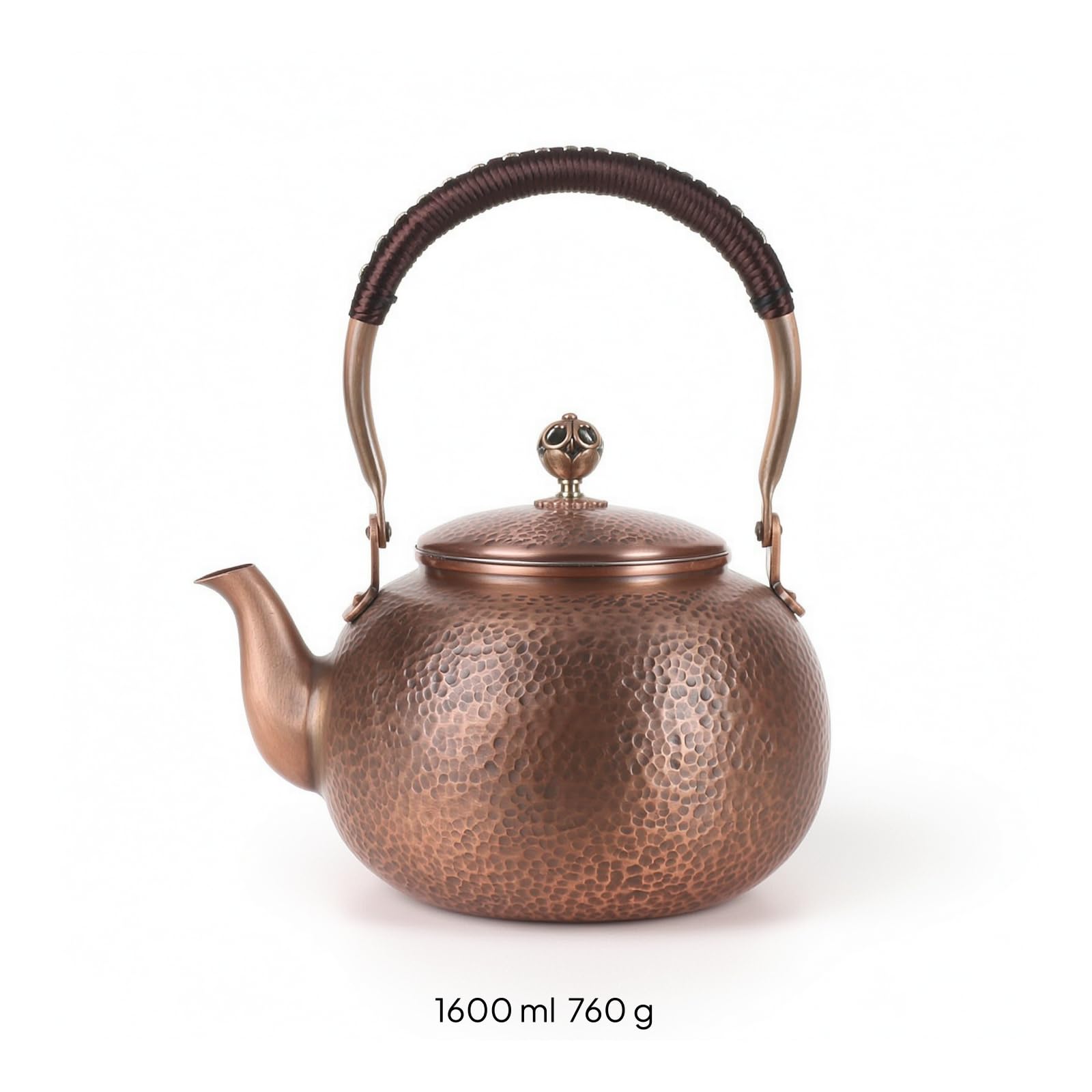 Baoblaze Bouilloire en Cuivre Traditionnelle avec Poignee Ergonomique et Bec Verseur pour Faire Bouillir l'Eau The et Cafe Style Classique, 1600 Ml, Marteau 4
