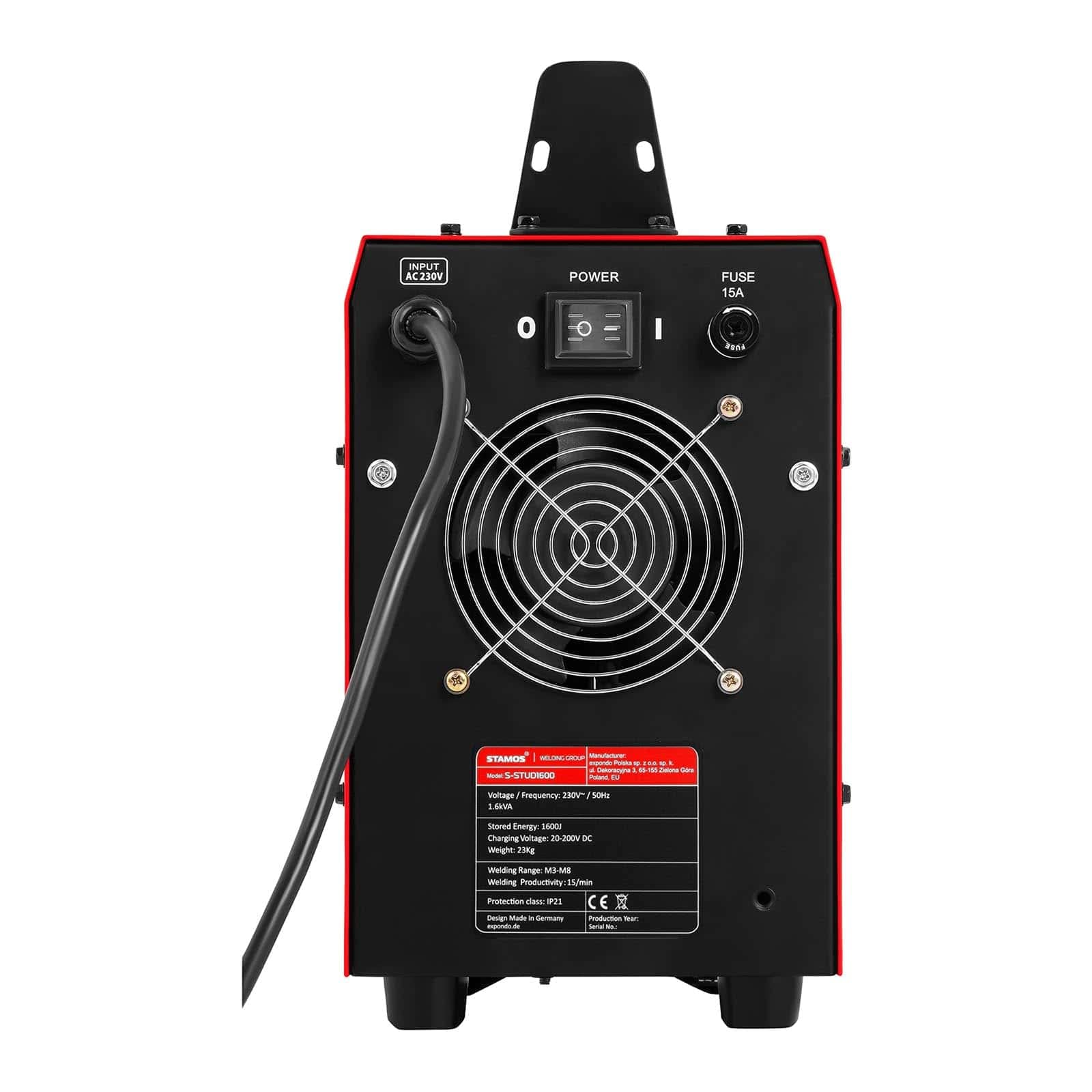 Stamos Germany - S-STUD1600 - Equipo de soldadura de pernos- 1600 J 72000 µF | S-STUD1600