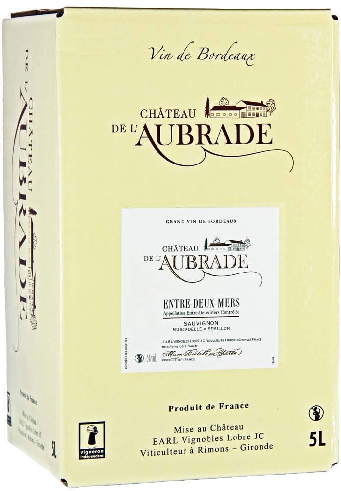 Château de l’Aubrade AOC Bordeaux Entre Deux Mers Bag-in-Box Weißwein trocken (5l)