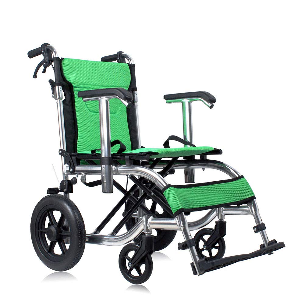 SXSLTSA Self Propelled Lightweight Transport Mobile Wheelchairs with Foldable Backrest, 41Cm Seat Depth, Folding Mobility Device Lightweight Portable Lightweight Transport Mobile Wheelchair (Green)