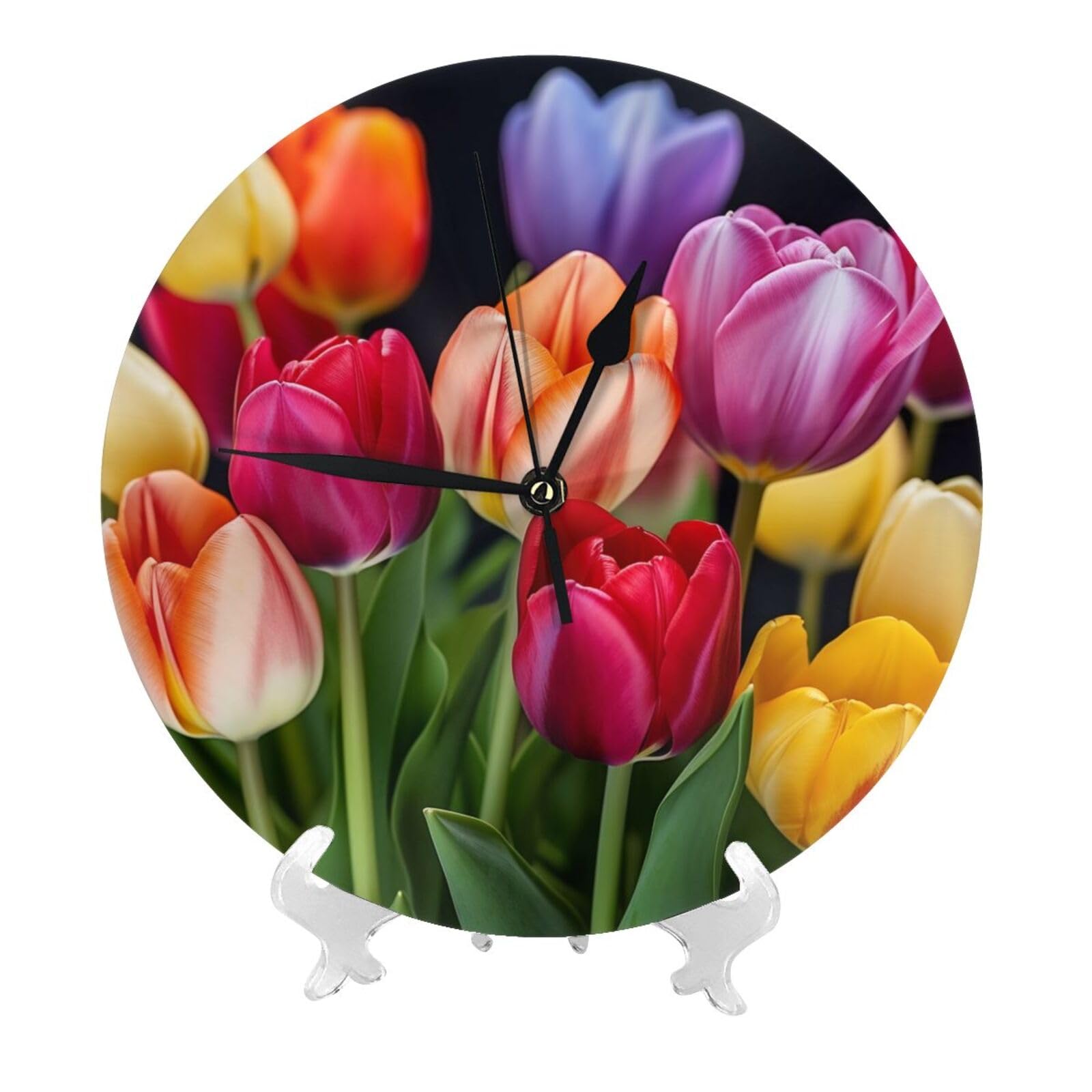 DWVTSLH Flower Wall Clock 10 Inch Silent Non-Ticking Modern Clocks Battery Operated - Decorative Wall Clocks for Bedroom Living Room Kitchen Office Wall Decor Gift Idea