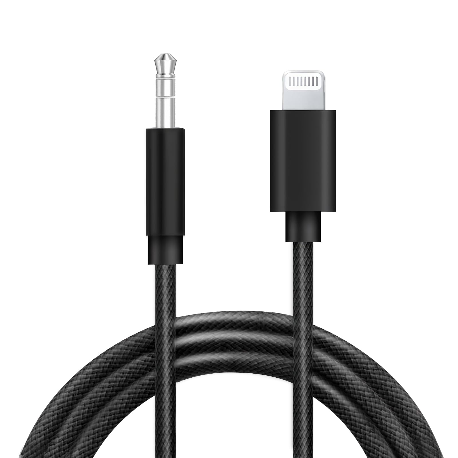 Aux Cord for iPhone,[Apple MFi Certified] Lightning to 3.5 mm AUX Cable for Car Stereo, Speaker, Headphone, Auxiliary Audio Cable Compatible with iPhone 14 13 12 11 XS XR 3.3FT Nylon Braided-Black