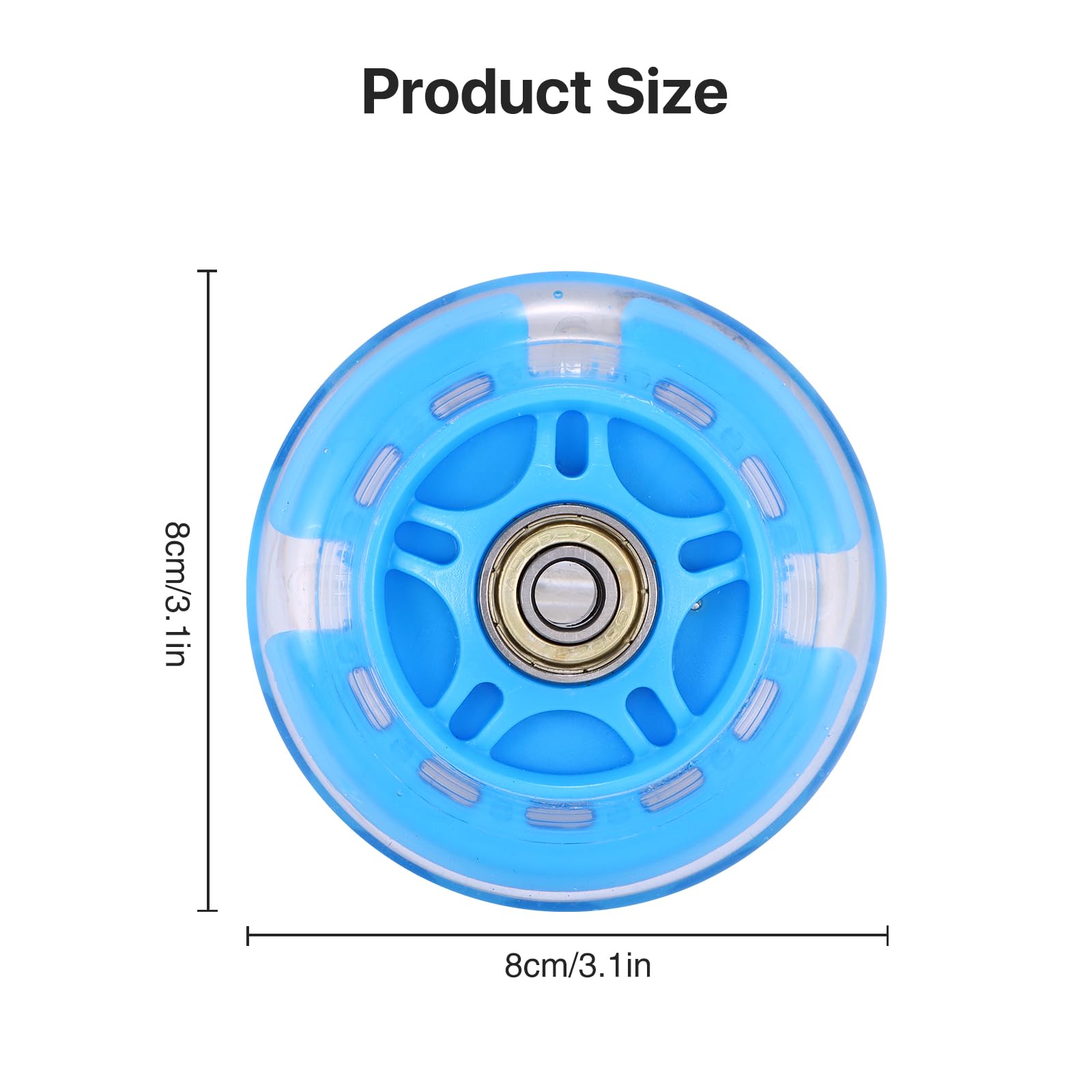 Roues de rechange pour trottinette, 1 roue flash LED, 80 mm, mini micro trottinette, roues pour patin à roulettes, lumières clignotantes, arrière, ABEC-7, 80 mm, pour enfants et adolescents, patinage