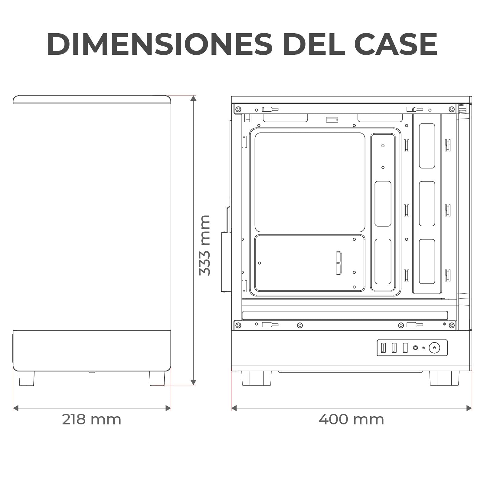 Noua Fobia LH200 - Caja PC Gaming Micro-ATX, Ventilador Blanco de 120 mm, Torre Micro para Ordenador, Doble Cristal Templado panorámico, Blanco