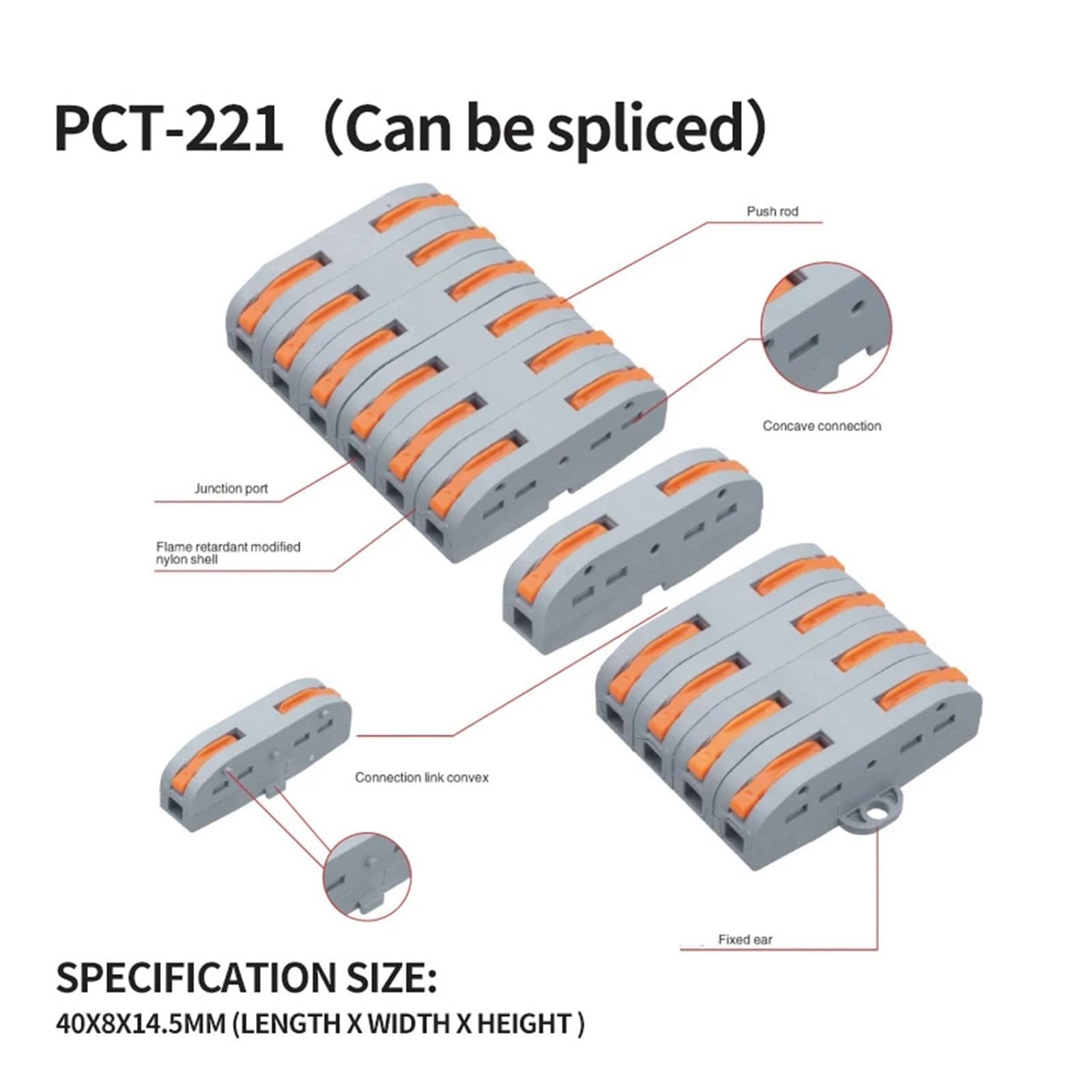 Conector de cable palanca 10/100 piezas 2-5 vías 28-12 AWG | Kit De Conector De Cable De Palanca,Diseño De Empalme Compacto For Conexión Rápida(1-In 2-Out,50 PCS)