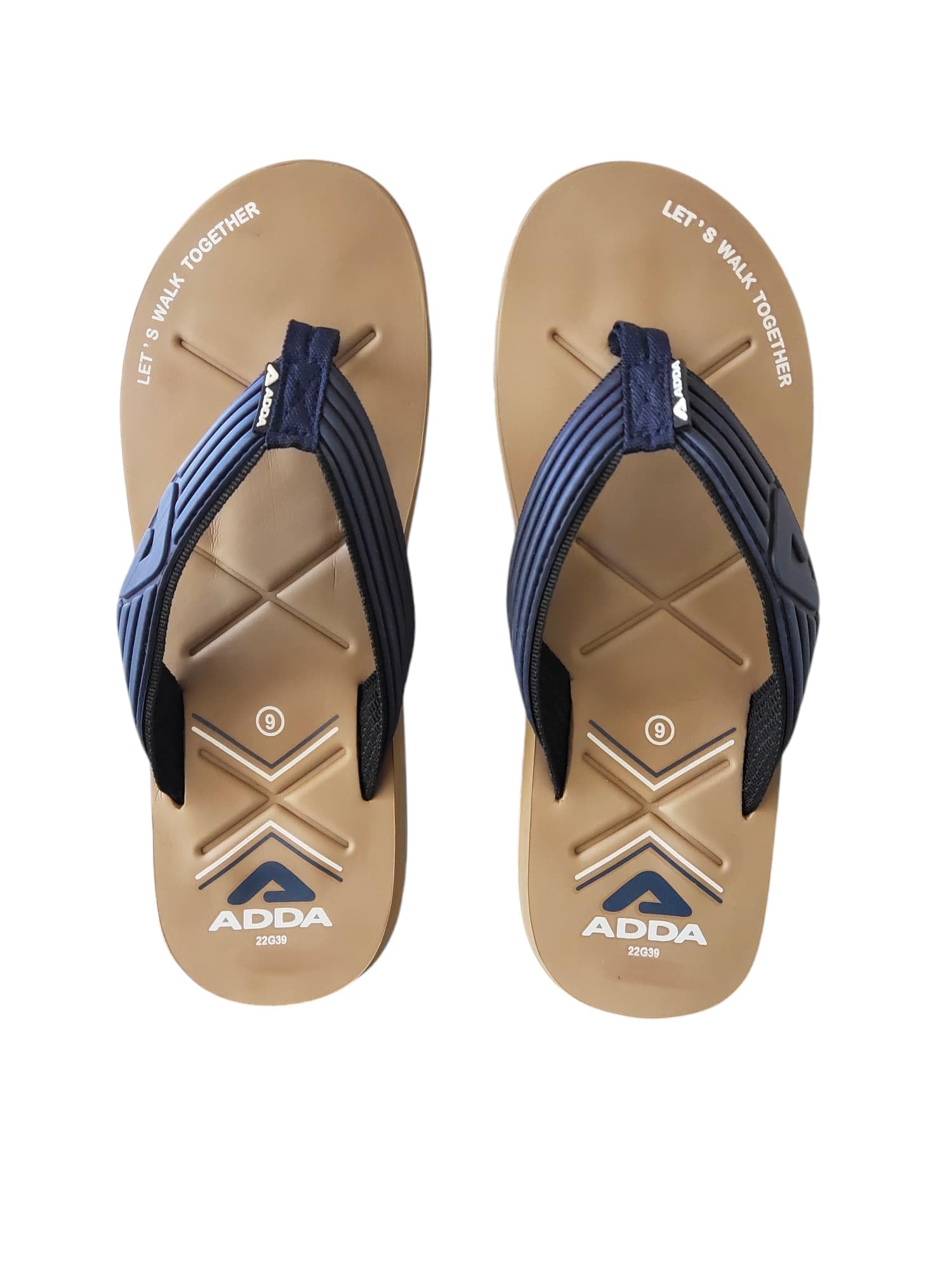 adda Thunder Men's Flip-Flops, Beige and Navy, UK Size 9, TPR Sole, Lightweight-picture-32