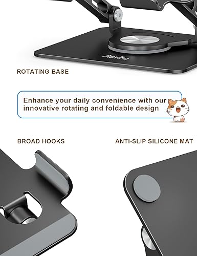 Miniatura 3 de Soporte de aluminio giratorio de 360, ajustable, portátil y plegable, soporte para monitores para iPad, compatible con tabletas de 4 a 12.9