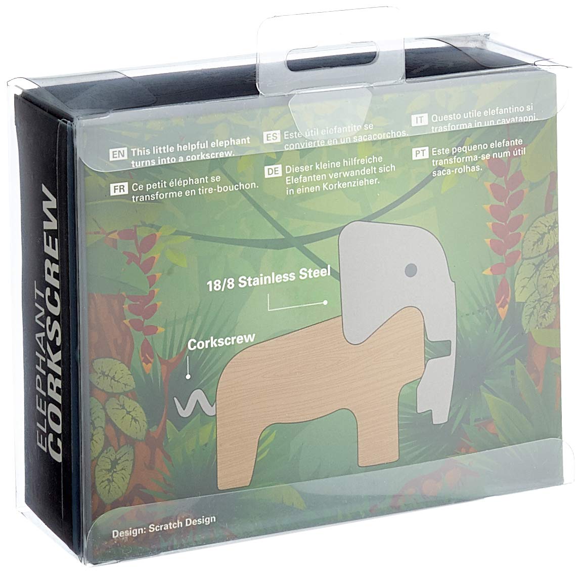 Kikkerland Cavatappi in legno di faggio elefante