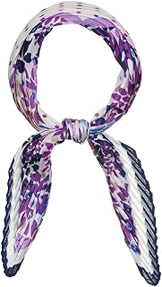 Allegra K Women Polka Dots Floral Pleated Rhombus Head Scarf Wraps Scarves Neckerchief 98x37cm/38.58x14.57(L*W) Purple
