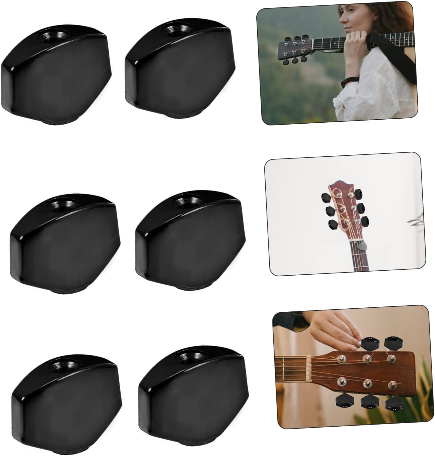 6 Pack Metal Guitar Tuning Caps for Guitarists, Black image 4