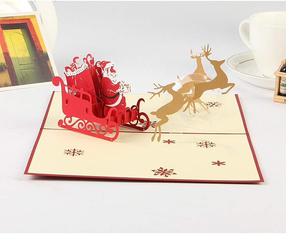 PRETYZOOM 5Pcs Christmas 3D Pop Up Cards Christmas Cards Greeting Cards with Envelope Tree Santa Clause for Holiday New Year Party Favor - Image 5