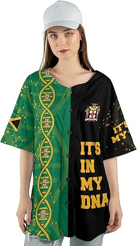 Vista 4 de Camiseta de béisbol de Jamaica con nombre personalizado, camiseta jamaicana personalizada, uniforme de orgullo de Jamaica, unisex, S-5XL