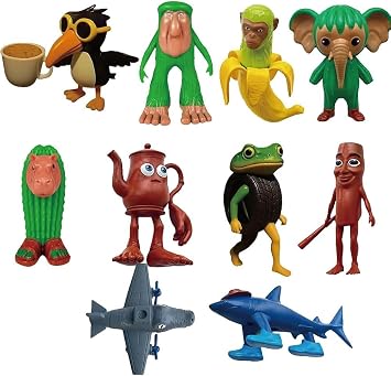 Italian Brainrot Action Figures Set, 10 Pcs Tung Tung Tung Sahur Figure Toy, 3D for Tralalero Tralala Desk Decor, Italian Brainrot Toys, Creative Home Decor and Collectible Figurines